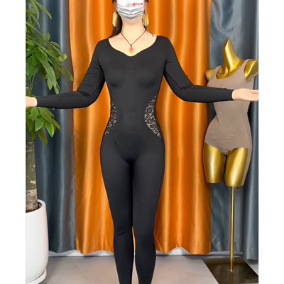 全身塑身衣冬季新款长袖长裤保暖塑身连体衣束身衣瘦身衣带胸垫