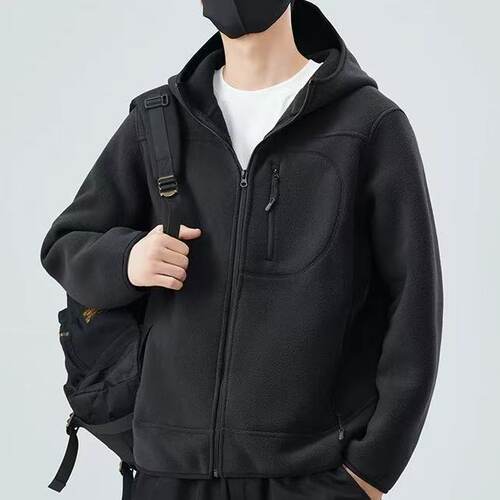 摇粒绒男士外套2026新款秋冬户外运动夹克休闲卫衣大码立领抓绒衣