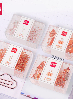 得力78550金色工字钉 创意玫瑰金金属不锈钢绘画图钉100枚大头钉书写照片钉筒装彩色图钉软木钉办公用品