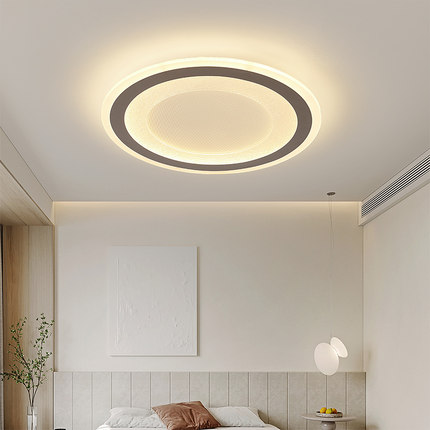 现代简约卧室灯圆形LED吸顶灯房间书房灯奶油风高亮2025年新款