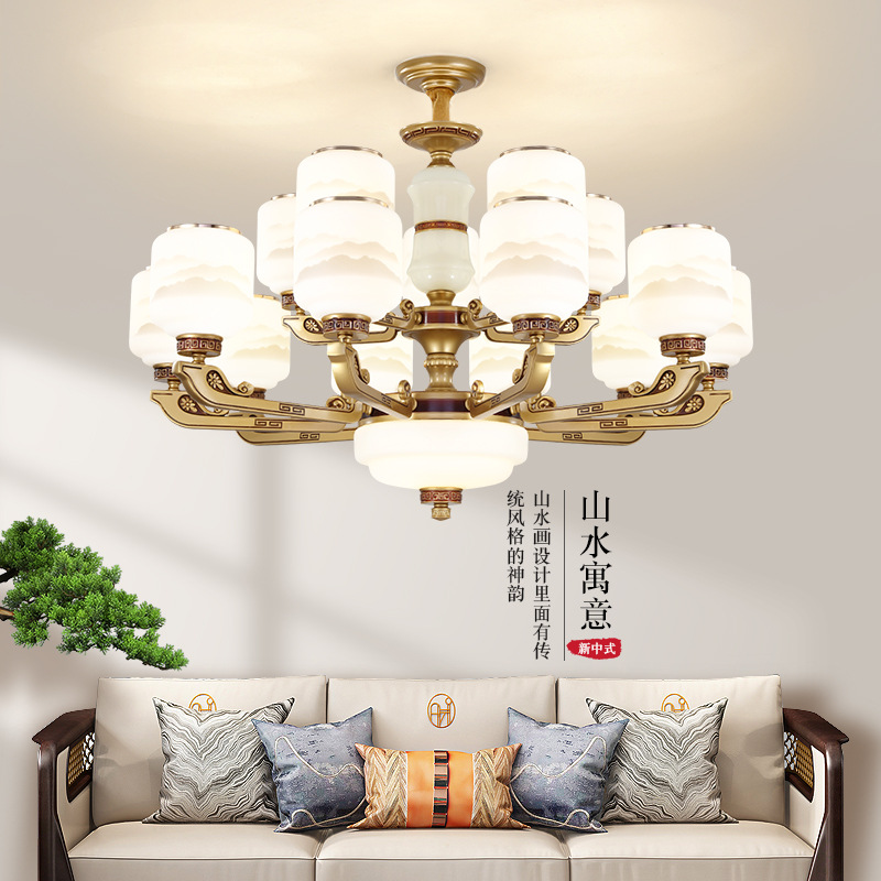 新中式客厅吊灯复式楼大吊灯