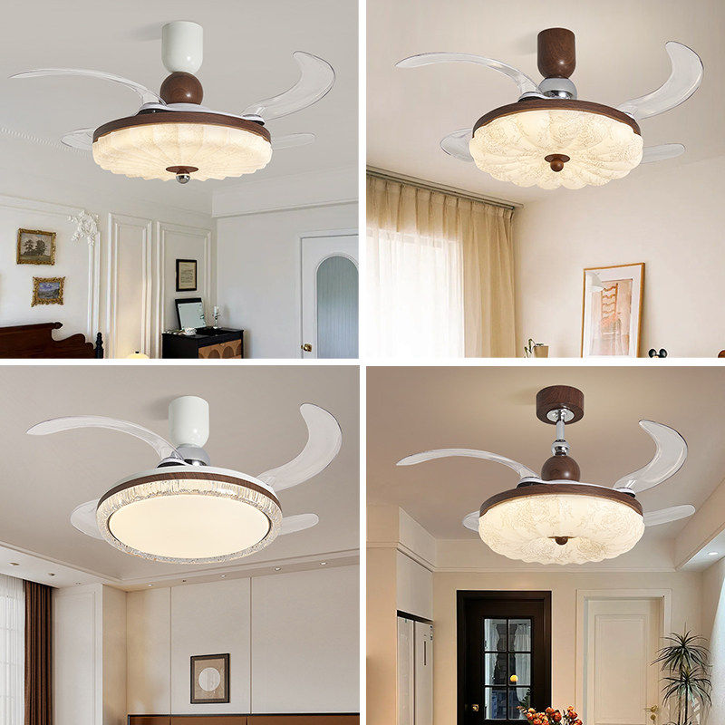 法式中古餐厅隐形风扇灯新中式复古网红花朵护眼客厅卧室吊扇灯具,家装灯饰光源,风扇灯,淘宝优惠券,粉丝福利购,淘宝优惠卷