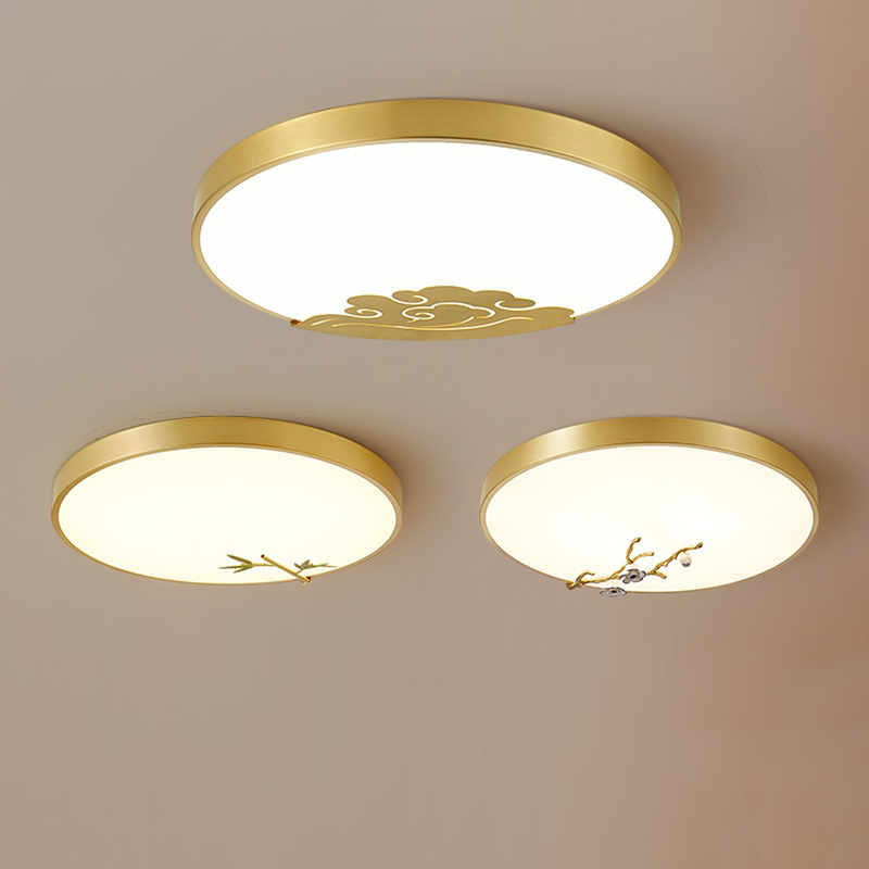 新中式全铜超薄客厅吸顶灯