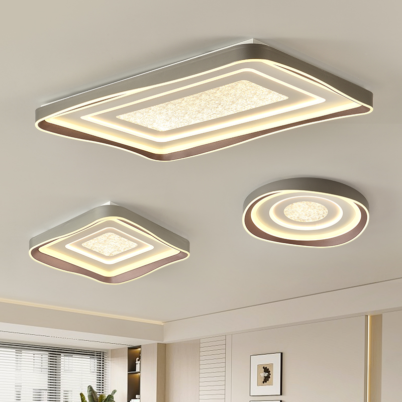 现代意式吸顶灯家用平板长方形客厅灯LED圆形卧室房间灯灰色高亮