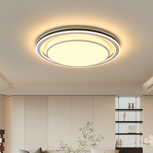 80cm圆形吸顶灯客厅饭厅现代简约黑白意式铁艺卧室60cm正方形高亮