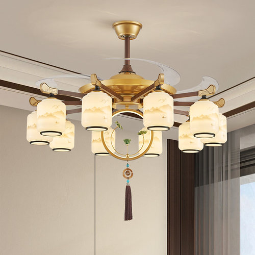 新中式全光谱风扇卧室吊灯