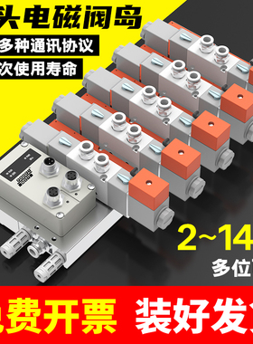 气动4V120/22/230CE中封中泄电磁阀阀岛总线控制EC/PN通讯协议24V