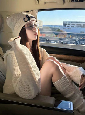 字母提花针织帽女款秋冬2026新款保暖毛线帽护耳大头围显脸小冷帽