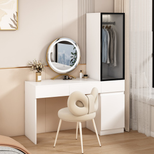 衣柜梳妆台一体组合家用卧室网红写字办公连体衣橱实木轻奢化妆桌