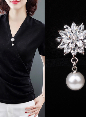 固定衣服别针防走光胸针女高档领口胸花开衫精致扣针奢华珍珠配饰