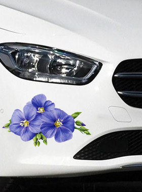 牵牛花车贴划痕遮挡刮痕疤痕贴画蓝色汽车贴纸前后保险杠大小面积
