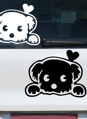 黑色车身个性车贴汽车装饰贴纸改装泰迪划痕遮挡车门对称侧门车尾