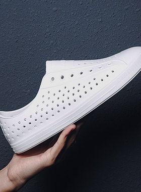 ins欧洲站洞洞鞋男女夏季情侣防滑个性沙滩塑料凉拖运动透气雨鞋