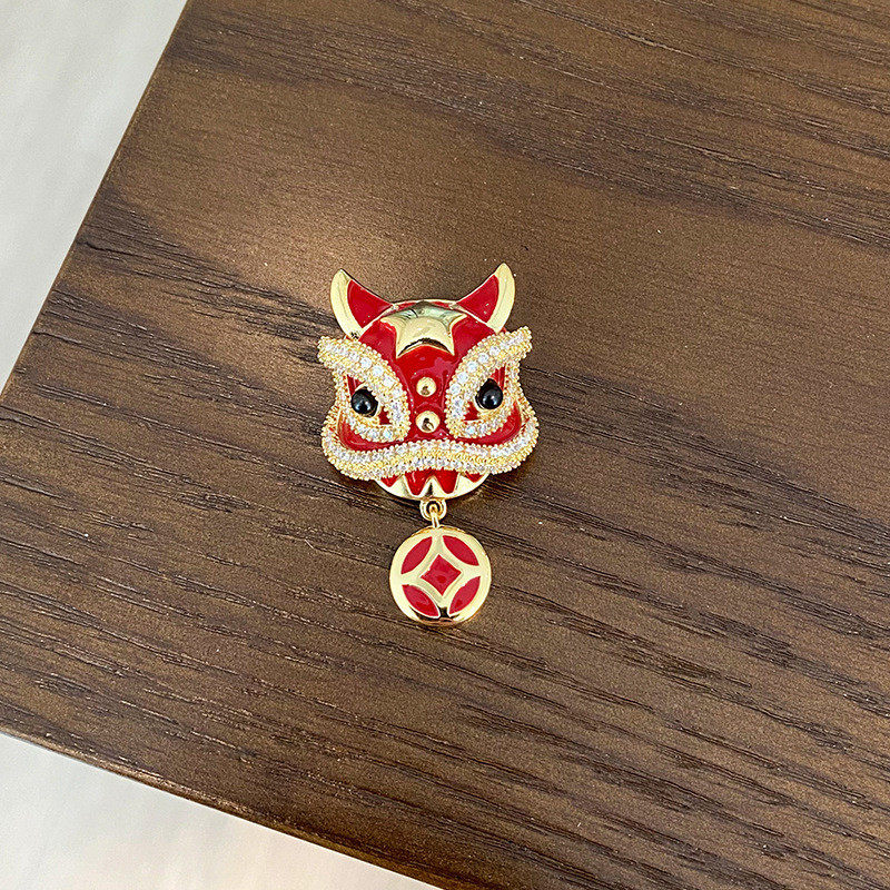 2025新款中国风国潮醒狮胸针