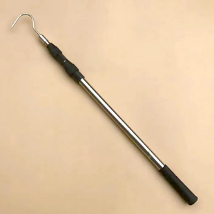 1.5米5米6米不锈钢内外双锁伸缩杆小号单搭钩 圆尖中号大号长勾子