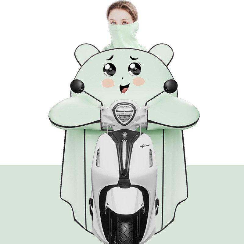 电动车耳朵夏季挡风被防晒四层隔热电瓶车防水遮阳挡风衣防晒隔热