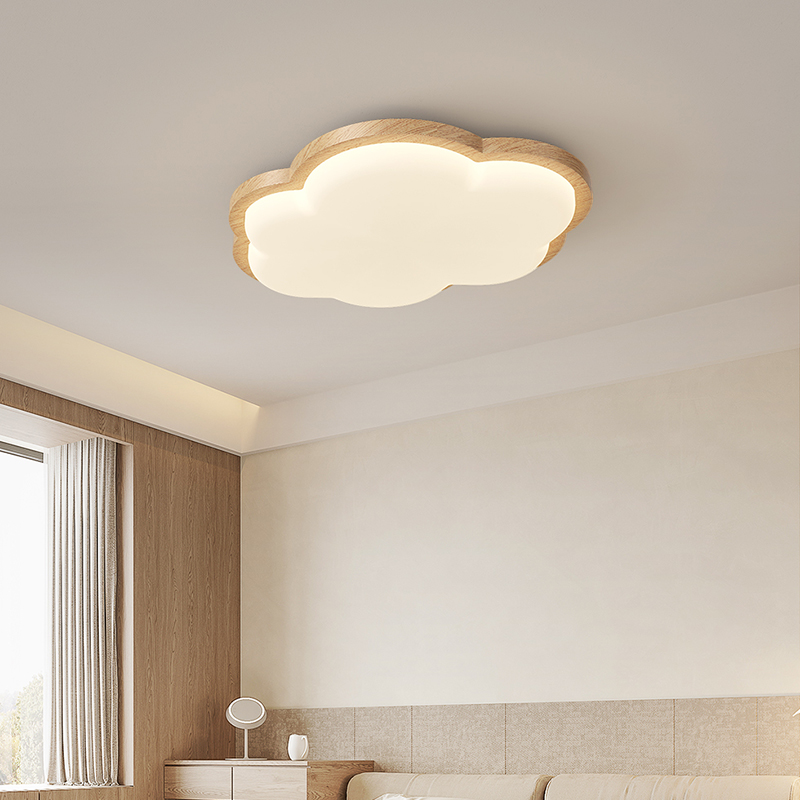 铭琢灯饰 原木风全光谱护眼儿童房吸顶灯云朵卧室灯高显指灯具