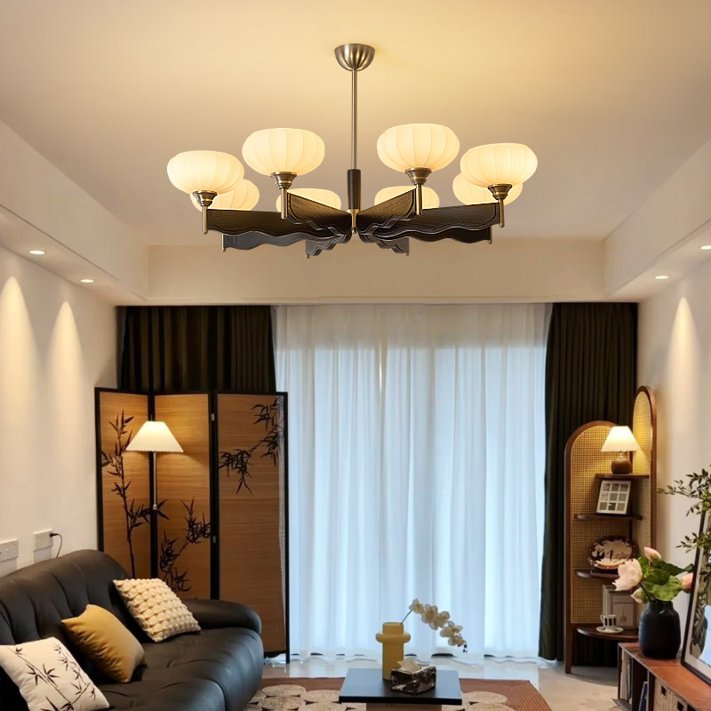 铭琢中古风高档灯饰客厅卧室餐厅设计感实木吊灯全光谱护眼灯具,家装灯饰光源,客厅吊灯,淘宝优惠券,粉丝福利购,淘宝优惠卷
