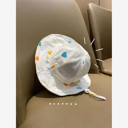 宝宝帽子夏季网眼透气渔夫帽可爱婴幼儿防晒夏天小孩大帽檐遮阳帽