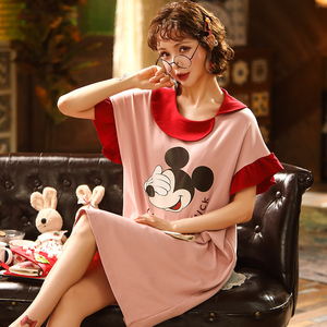 夏季纯棉短袖韩版睡裙女士公主加大码宽松睡衣夏天学生棉质家居服