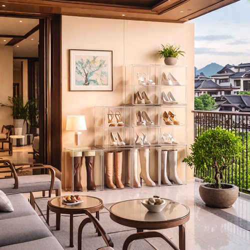 全透明可分层靴子收纳盒