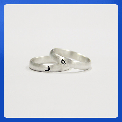 原创日月情侣s999纯银指环