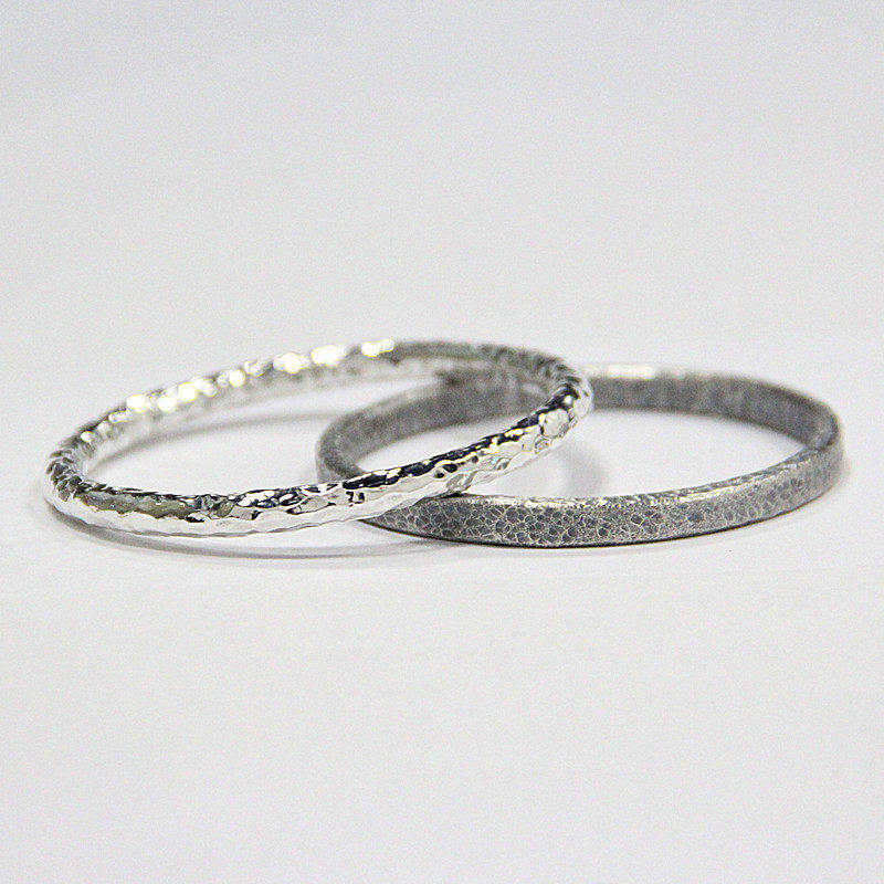 熊老三999银手镯纯银复古锤纹实心镯子轻奢级手环送男友女生礼物