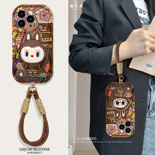 适用于苹果16手机壳新款奶油纹17ProMax防摔不顶膜14plus散热带挂绳13/12mini可爱卡布布11Pro立体支架15男女