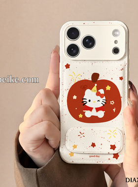 烟花凯蒂适用于苹果17promax手机壳iPhone16Pro新年款ip15plus秋冬鼓包iP14镜子支架13/12全包防摔11女保护套