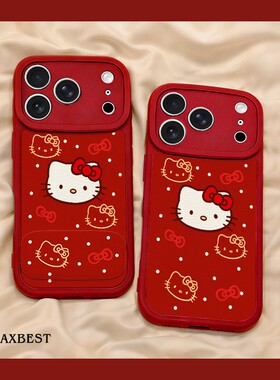 适用于红米note14手机壳2026新年款13pro喜庆凯蒂redmi硅胶NOTE12PRO小羊皮质nt11/10/9镜子支架10xpro全包女