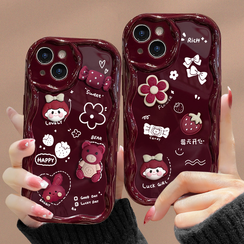 旋转糖果手贴适用于苹果15手机壳创意14pro秋冬女13个性挂绳12ProMax防摔11新款15plus奶油纹14网红潮por闺蜜