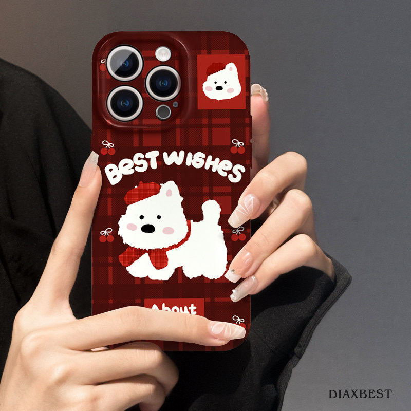 围巾西高地适用于苹果16pro手机壳超薄散热15菲林壳硅胶XR防指纹14ProMax新款全包镜头11/12卡通支架XS情侣款,3C数码配件,手机保护套/壳,淘宝优惠券,粉丝福利购,淘宝优惠卷