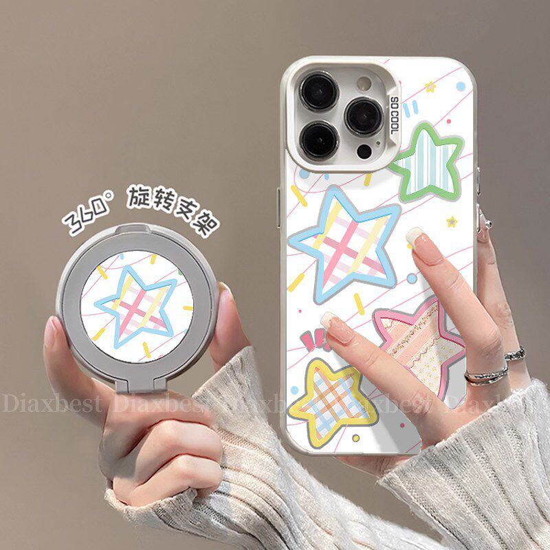 适用红米Note14手机彩银支架壳