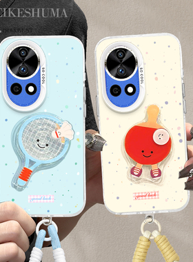 适用于华为nova12手机壳趣味卡通支架11UItra羽毛球nova10乒乓球8Pro散热彩银硬壳7SE趣味情侣潮壳9Pro带挂绳