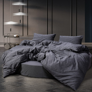 圆床纯棉水洗棉四件套床笠床裙圆形床上用品四件套宾馆民宿纯色4