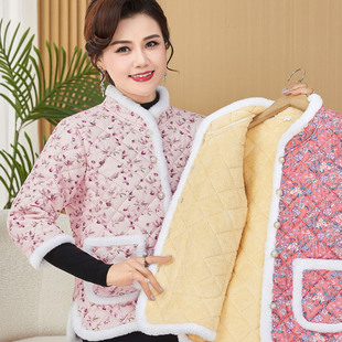 短袖 半袖 棉衣女加绒加厚七分袖 妈妈装 棉袄外套 马甲中老年女装 冬装