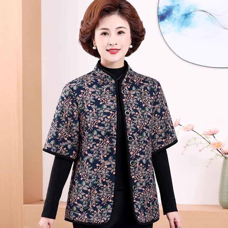 妈妈装护肩马甲女棉袄秋冬季加绒半袖棉衣外穿中老年短袖马夹外套