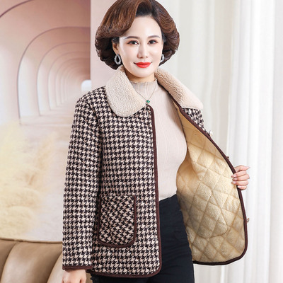 妈妈装加绒保暖棉衣加厚短款棉袄