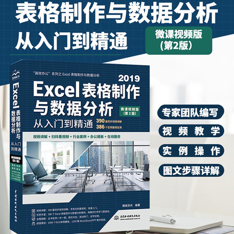 Excel 2019表格制作与数据分析从入门到精通（第2版微课视频版）函数与公式数据透视表wps办公应用自学教程谁说菜鸟不会数据分析