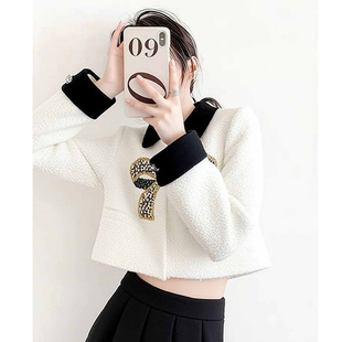 韩系富家千金小香风白色短外套女2026新款小个子绝美巨好看的上衣