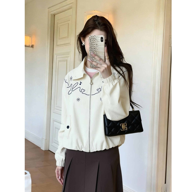 韩版高级小众不撞款白色翻领外套女2026年新款小个子宽松休闲上衣,女装/女士精品,短外套,淘宝优惠券,粉丝福利购,淘宝优惠卷