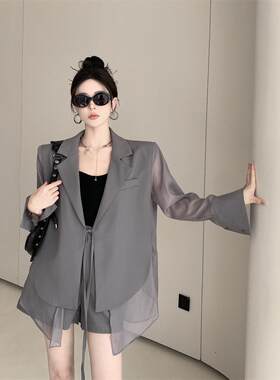 夏装盐系轻熟炸街西装套装女