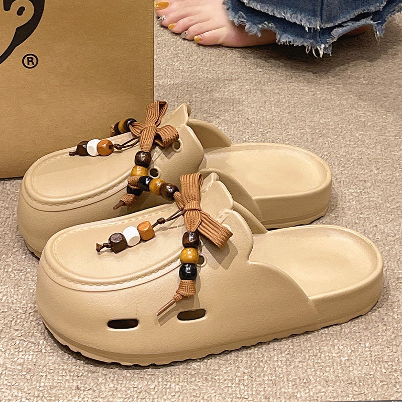 绑带珠子包头夏季拖鞋女外穿防撞防滑溪水沙滩舒适厚底勃肯凉拖鞋