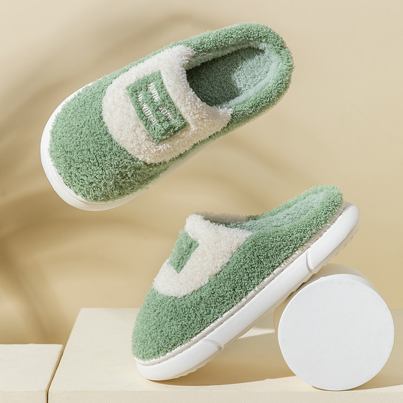 简约风蚂蚁绒棉拖鞋女冬季家用室内新款毛毛拖防滑拖鞋女冬款保暖