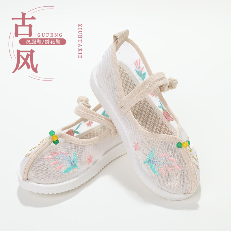 女童绣花鞋中大童老北京儿童布鞋中国风公主鞋学生古装汉服表演鞋