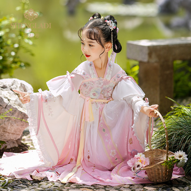 速发汉服童2025新款古装超仙中国风唐装魏晋制战国袍唐朝公主演出