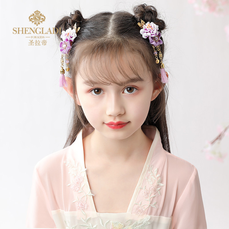 汉服头饰儿童流苏步摇发簪超仙中国风女童高端小花钗古装可爱发夹