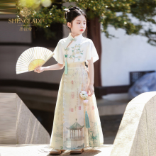 马面裙女童冬装薄款短袖套装2025新款儿童新中式国风古装高端汉服