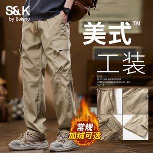 工装 裤 口袋加绒休闲裤 户外工装 男直筒长裤 班尼路S&K系列秋冬季