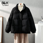 班尼路S&K系列黑色百搭羽绒服女款 保暖休闲外套H 韩版 2026冬季 新款